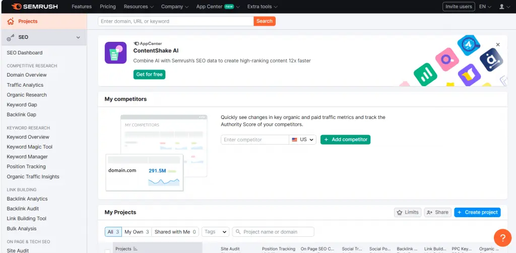 semrush screenshot